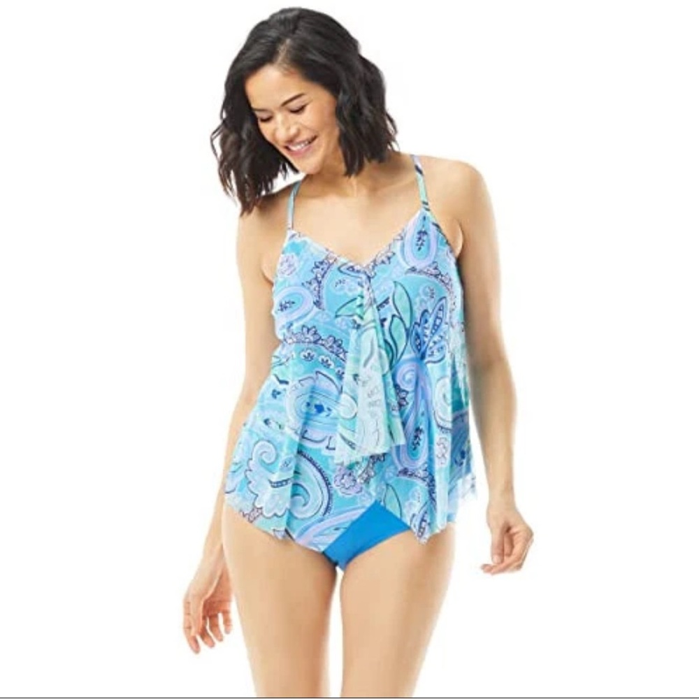 Beach House Paradise Peri Tankini Swimsuit Blue